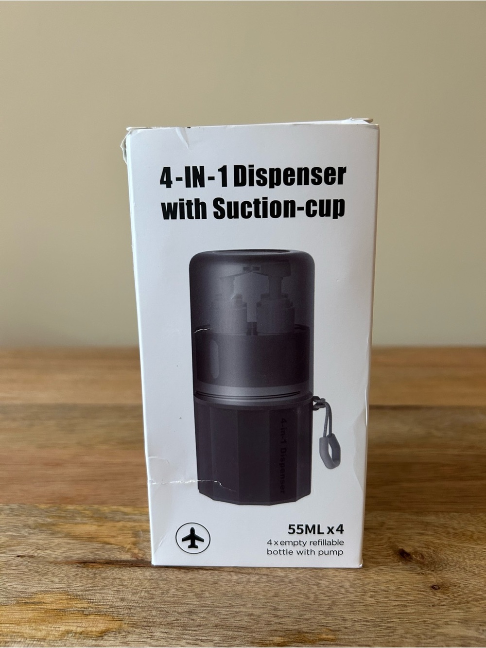 4-in-1 Travel Dispenser with Suction-Cup - Black